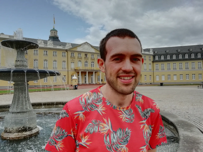 Lib Dem member Tom Sutherland outside Karlsruhe Palace